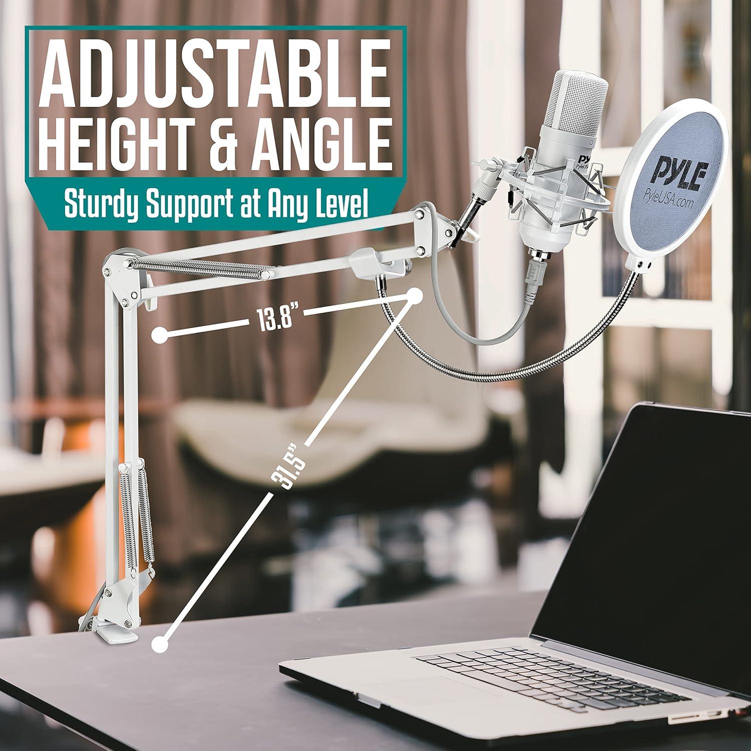 Kit Micrófono USB Pyle PDMIKT145WT Cardioide con Soporte