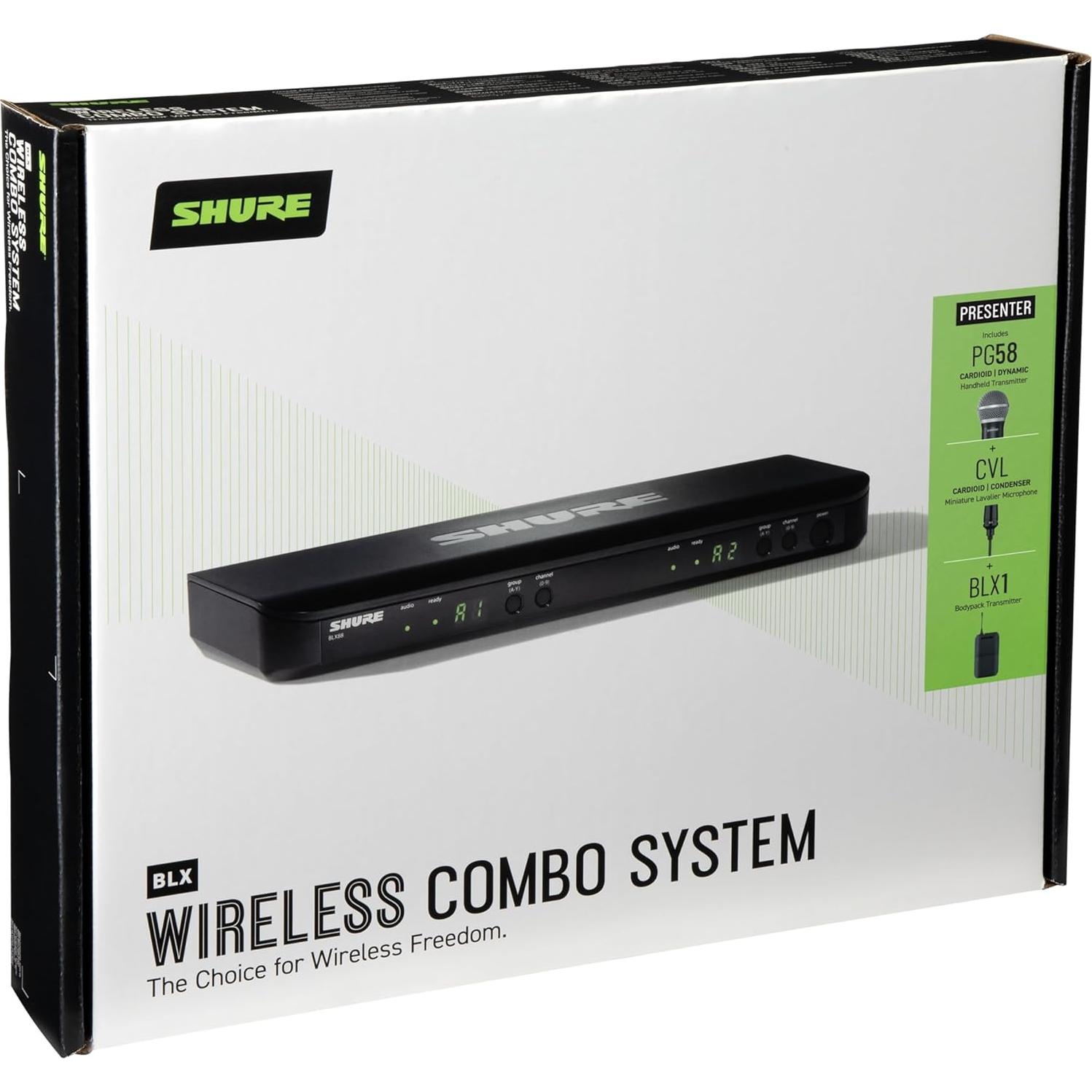 Sistema de micrófono inalámbrico Shure BLX1288/CVL - 14h batería, 100m alcance