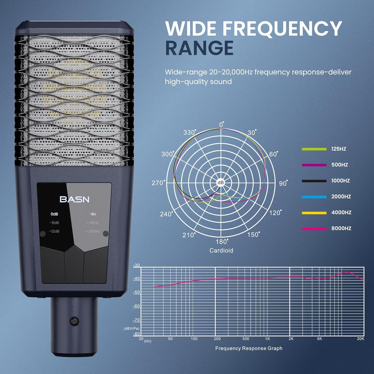 Micrófono de Condensador XLR BASN BMS2 Cardioide Azul