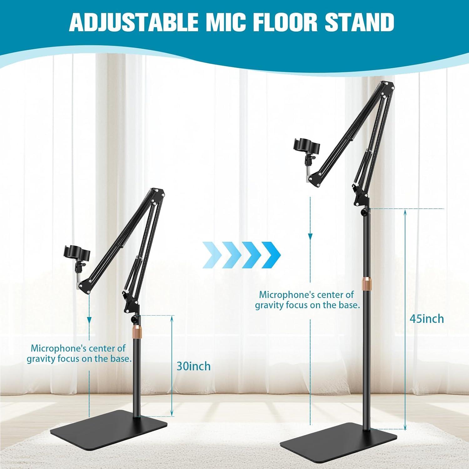 Soporte de Micrófono BILIONE con Base Ponderada y Brazo Boom