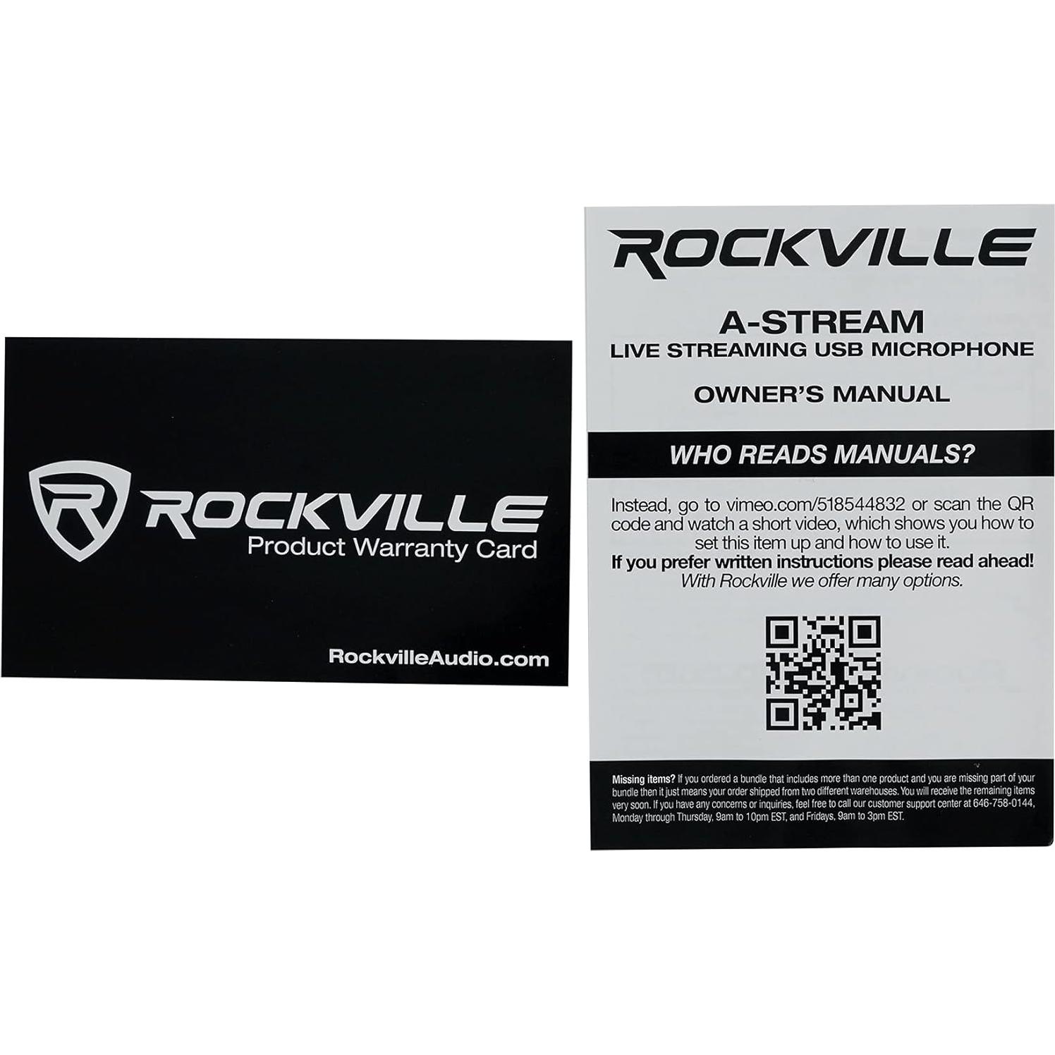 Micrófono USB Rockville A-Stream Condensador 24-Bit 192kHz