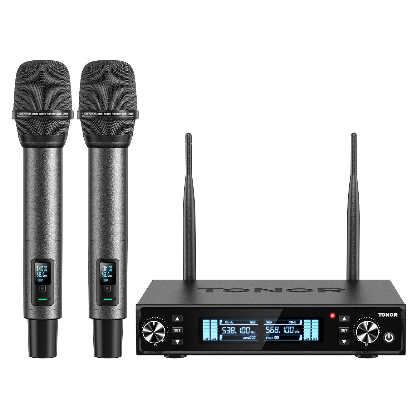 Micrófono Inalámbrico TONOR TW550, UHF, Recargable, 2 Micrófonos