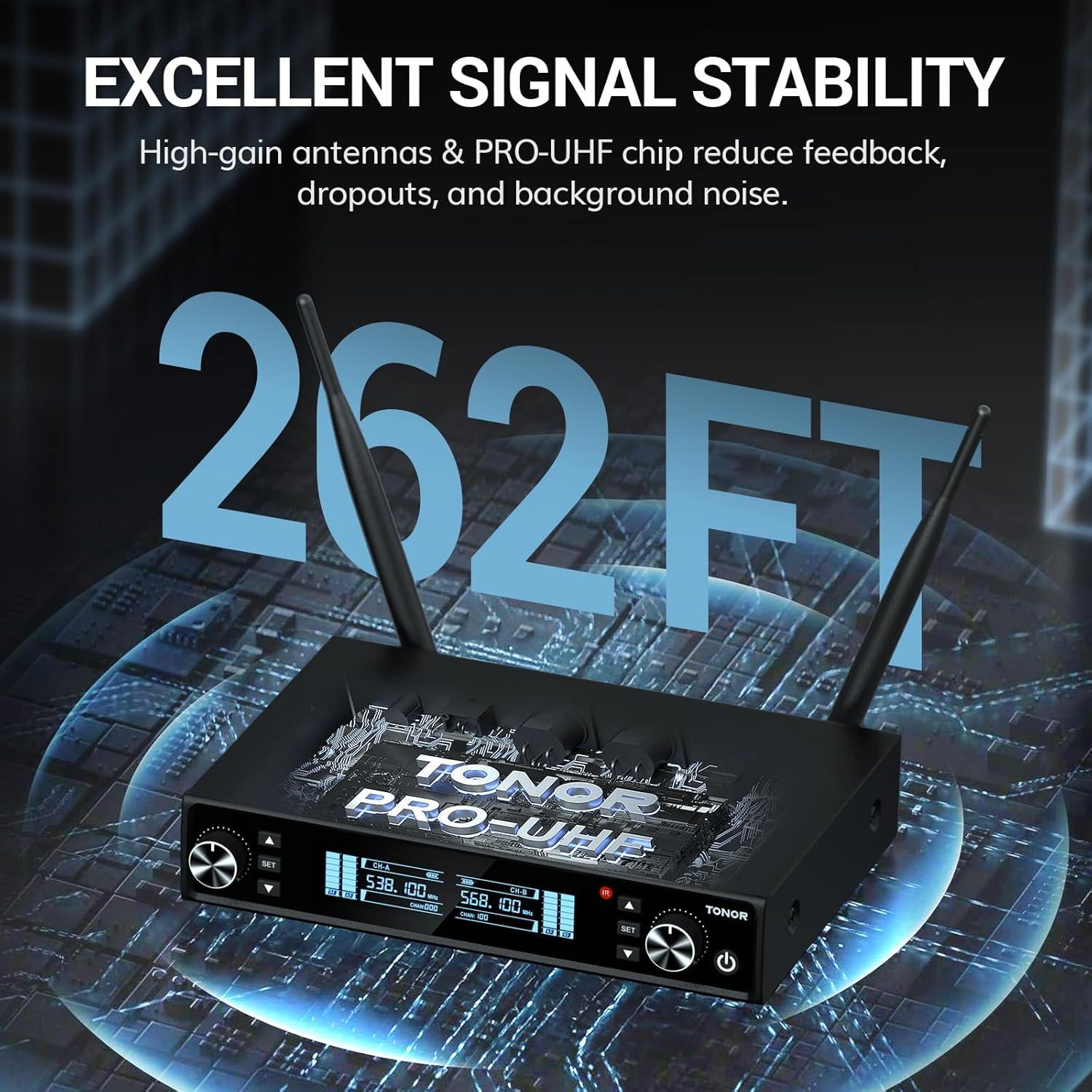 Micrófono Inalámbrico TONOR TW550, UHF, Recargable, 2 Micrófonos