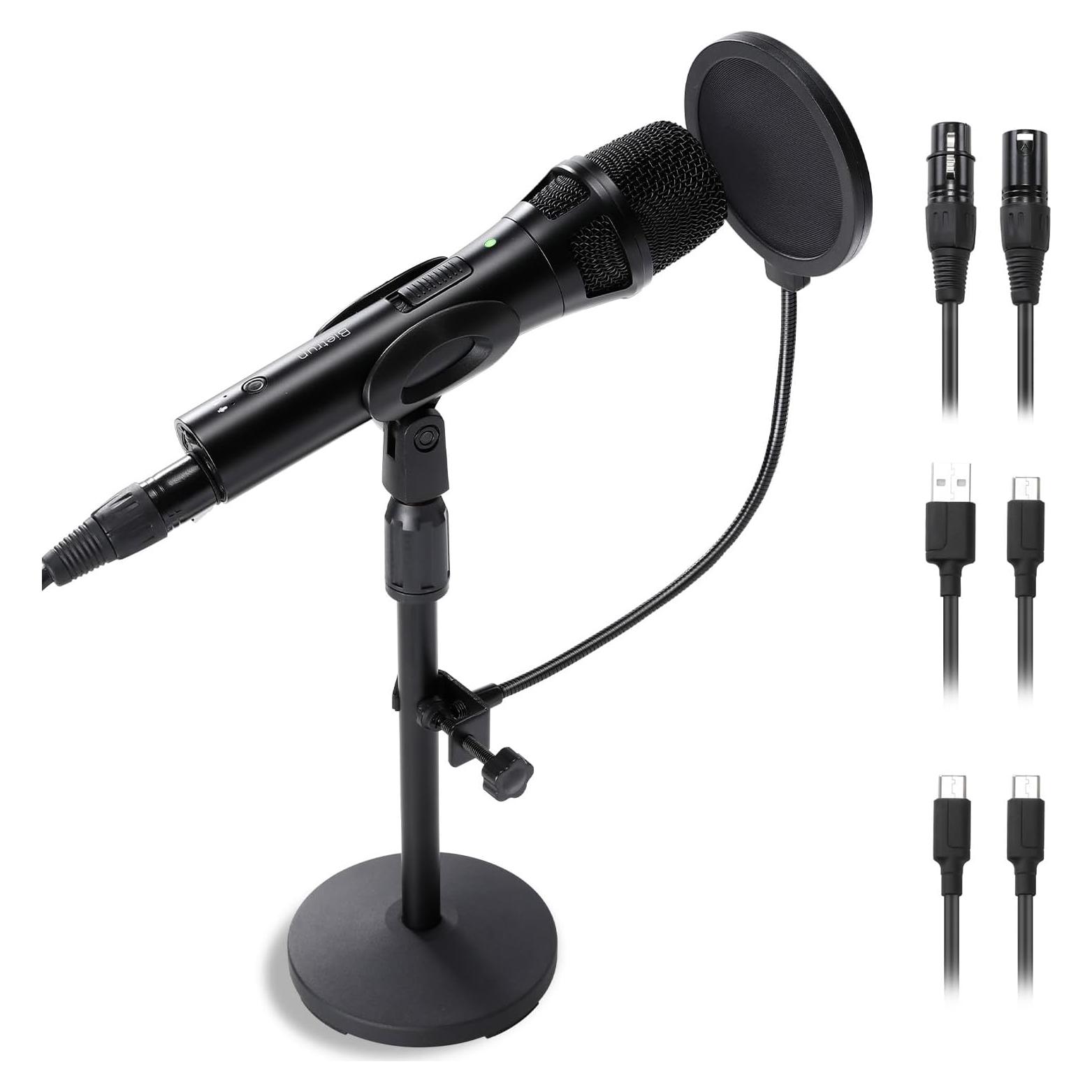Micrófono Dinámico Profesional USB/XLR BietrunPro para Estudio