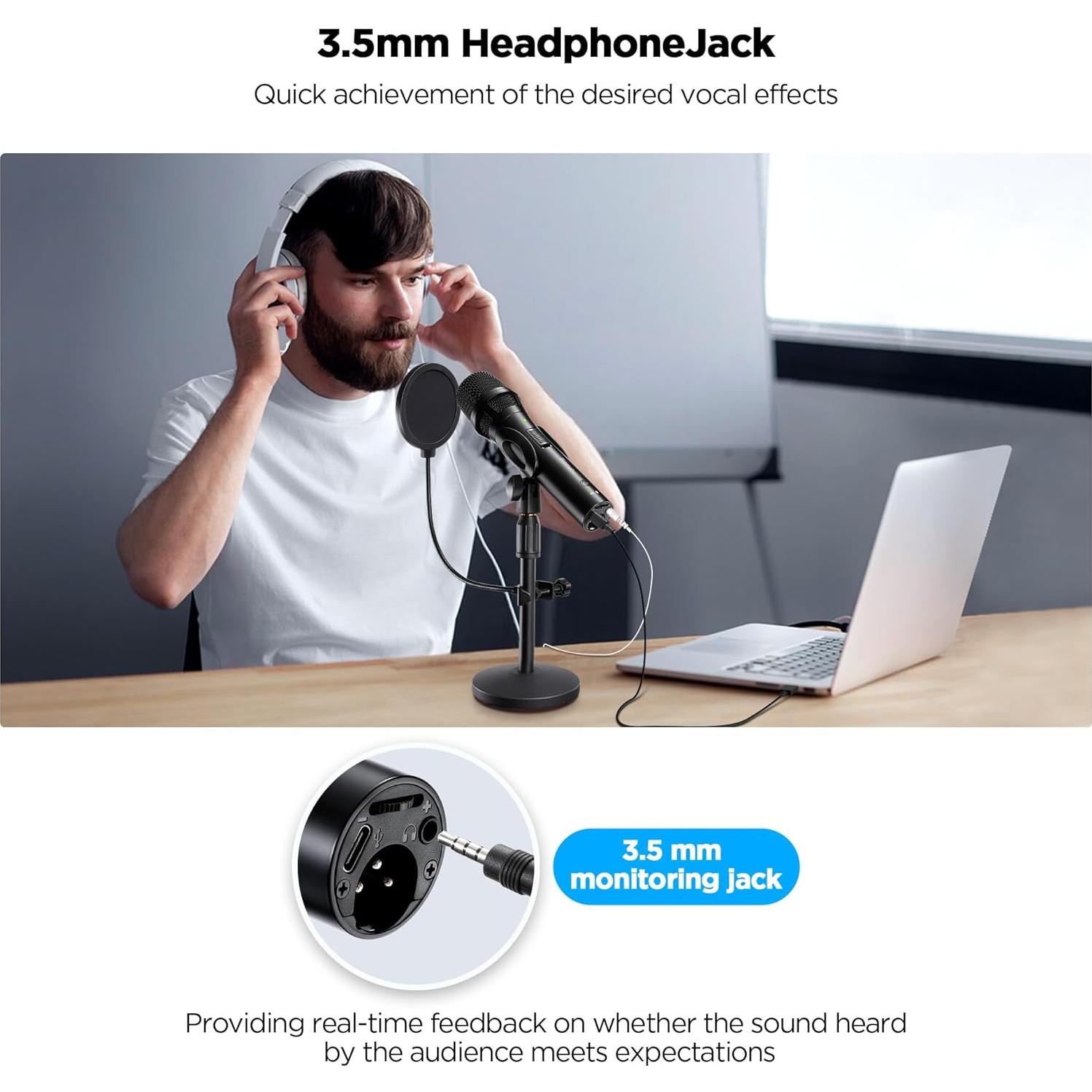 Micrófono Dinámico Profesional USB/XLR BietrunPro para Estudio