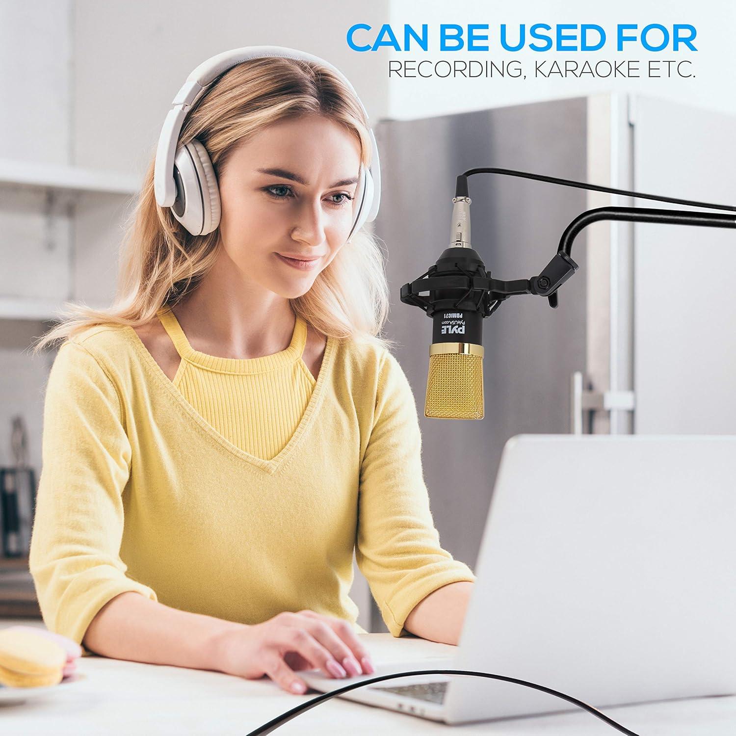 Micrófono de condensador cardioide Pyle PDMIC71 con soporte