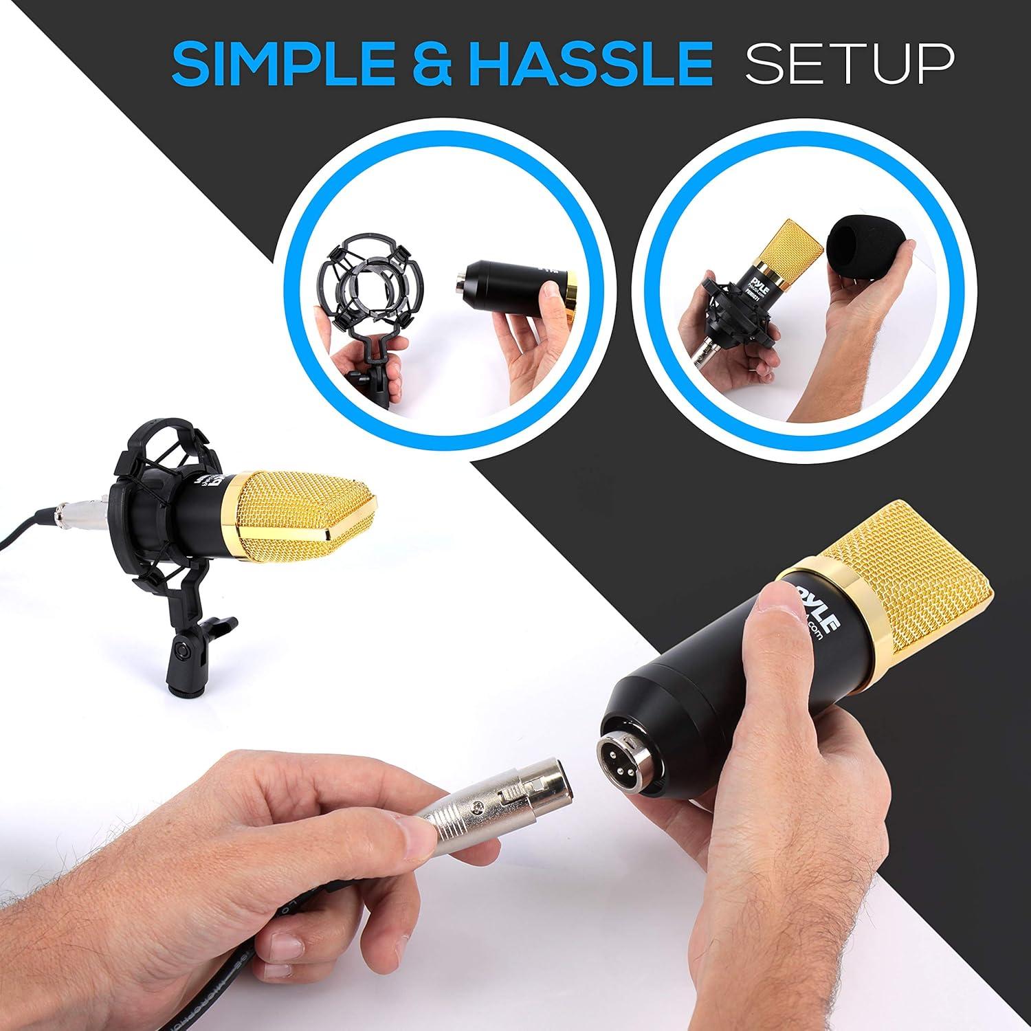 Micrófono de condensador cardioide Pyle PDMIC71 con soporte