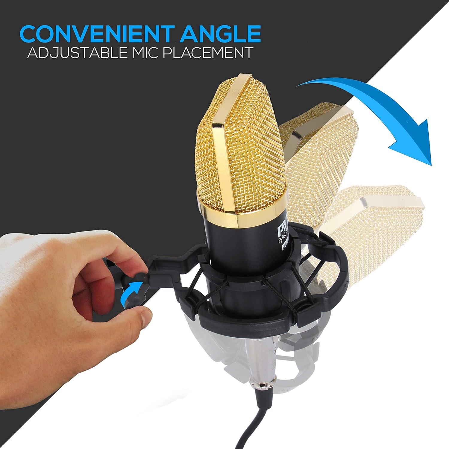 Micrófono de condensador cardioide Pyle PDMIC71 con soporte