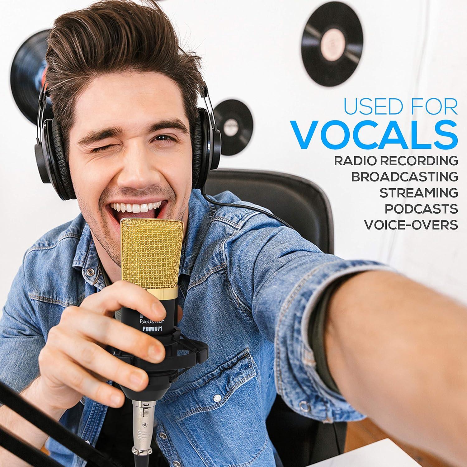 Micrófono de condensador cardioide Pyle PDMIC71 con soporte