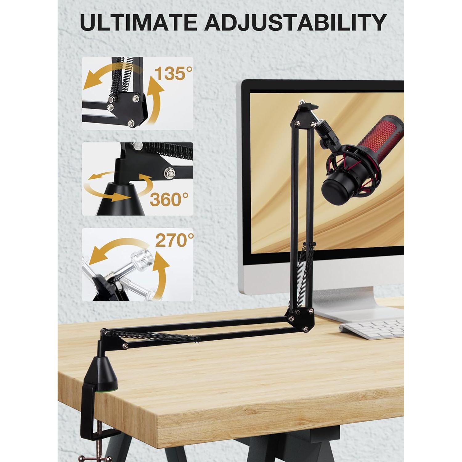 Brazo de Micrófono de Perfil Bajo SUNMON para Gaming y Streaming