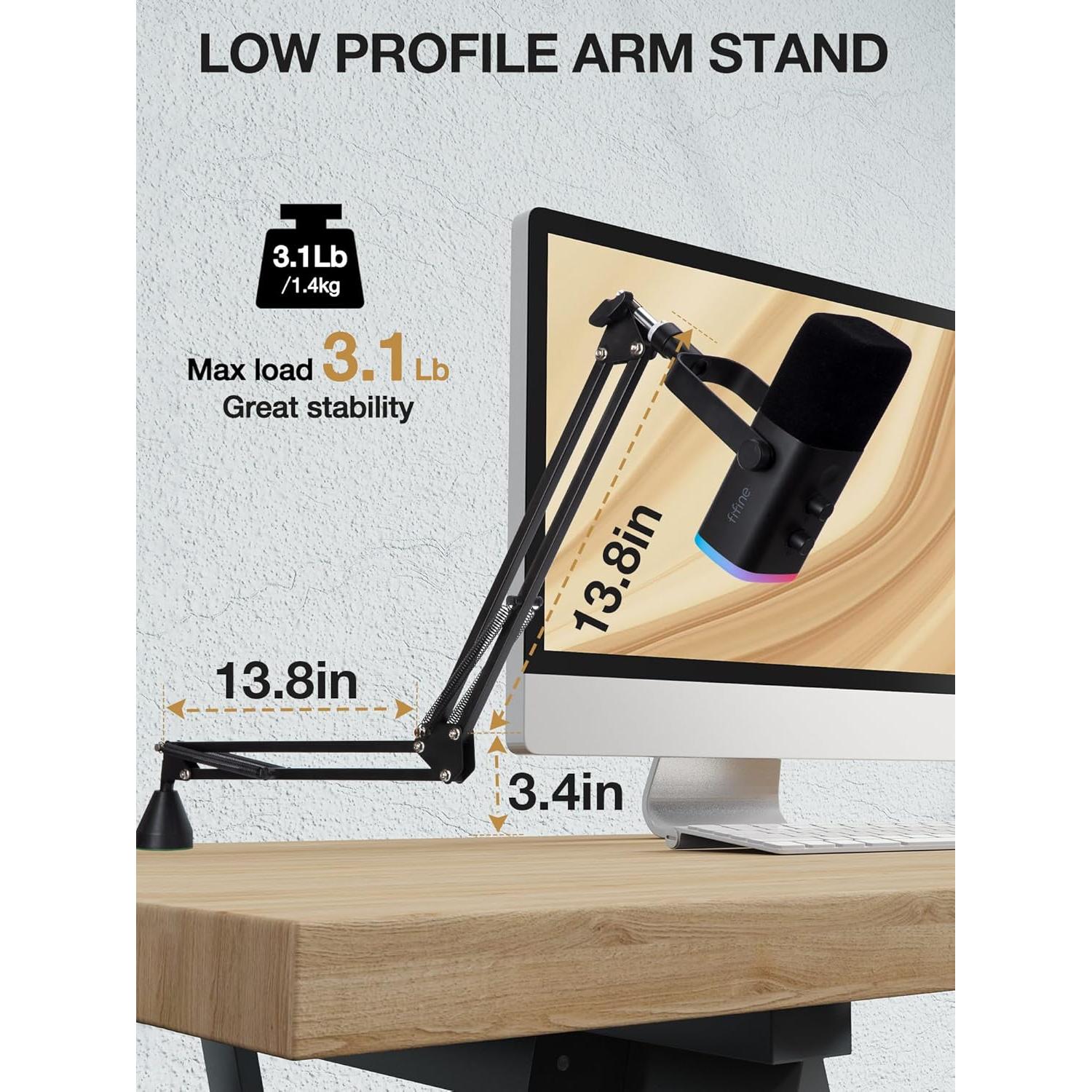 Brazo de Micrófono de Perfil Bajo SUNMON para Gaming y Streaming