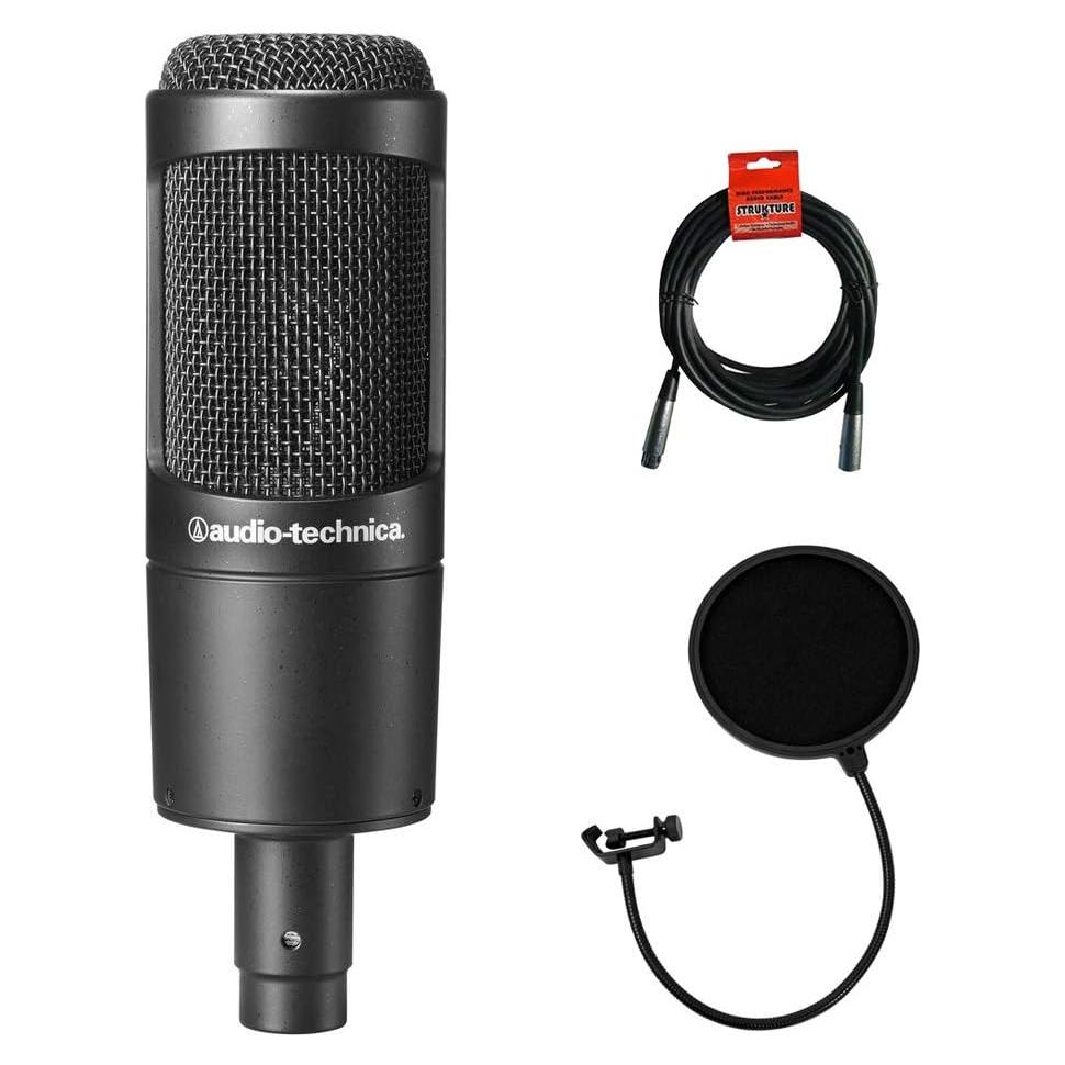 Micrófono de Condensador Cardioide Audio-Technica AT2035 con Filtro Antipop y Cable XLR 3m