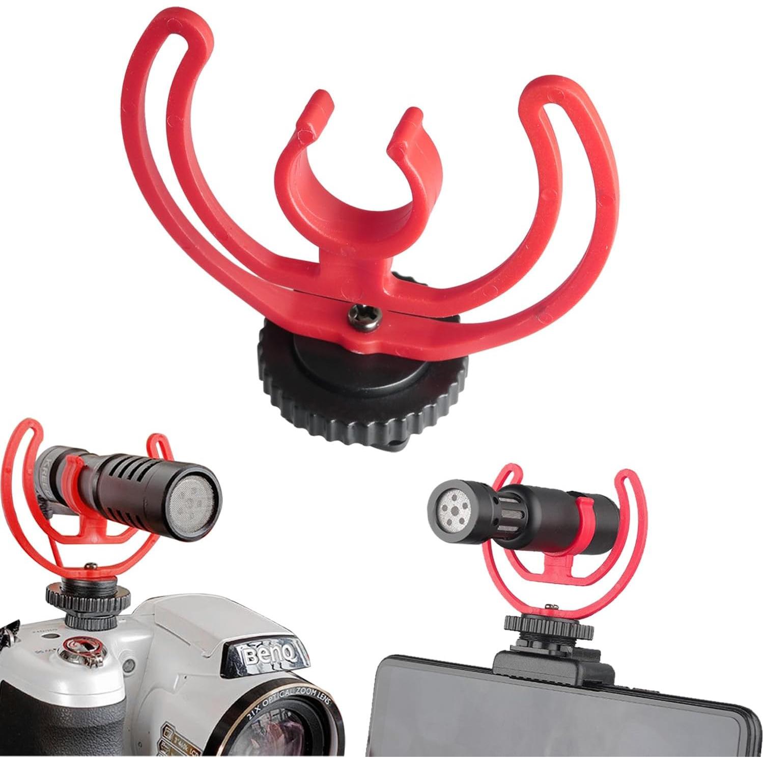 Soporte de micrófono para cámara DSLR 2PCS ABS negro y rojo