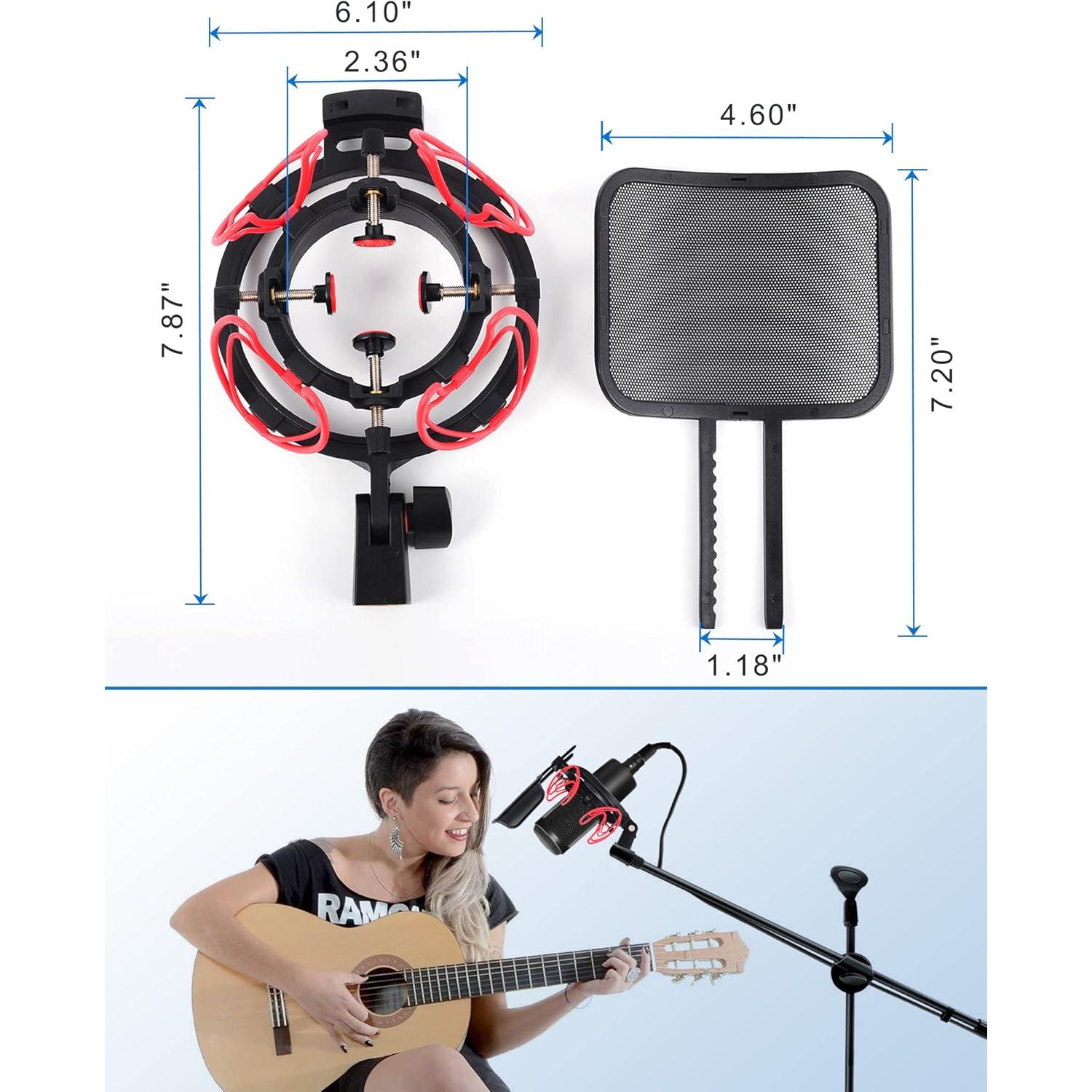 Soporte de micrófono antivibración SUNNTOK con filtro anti-pop