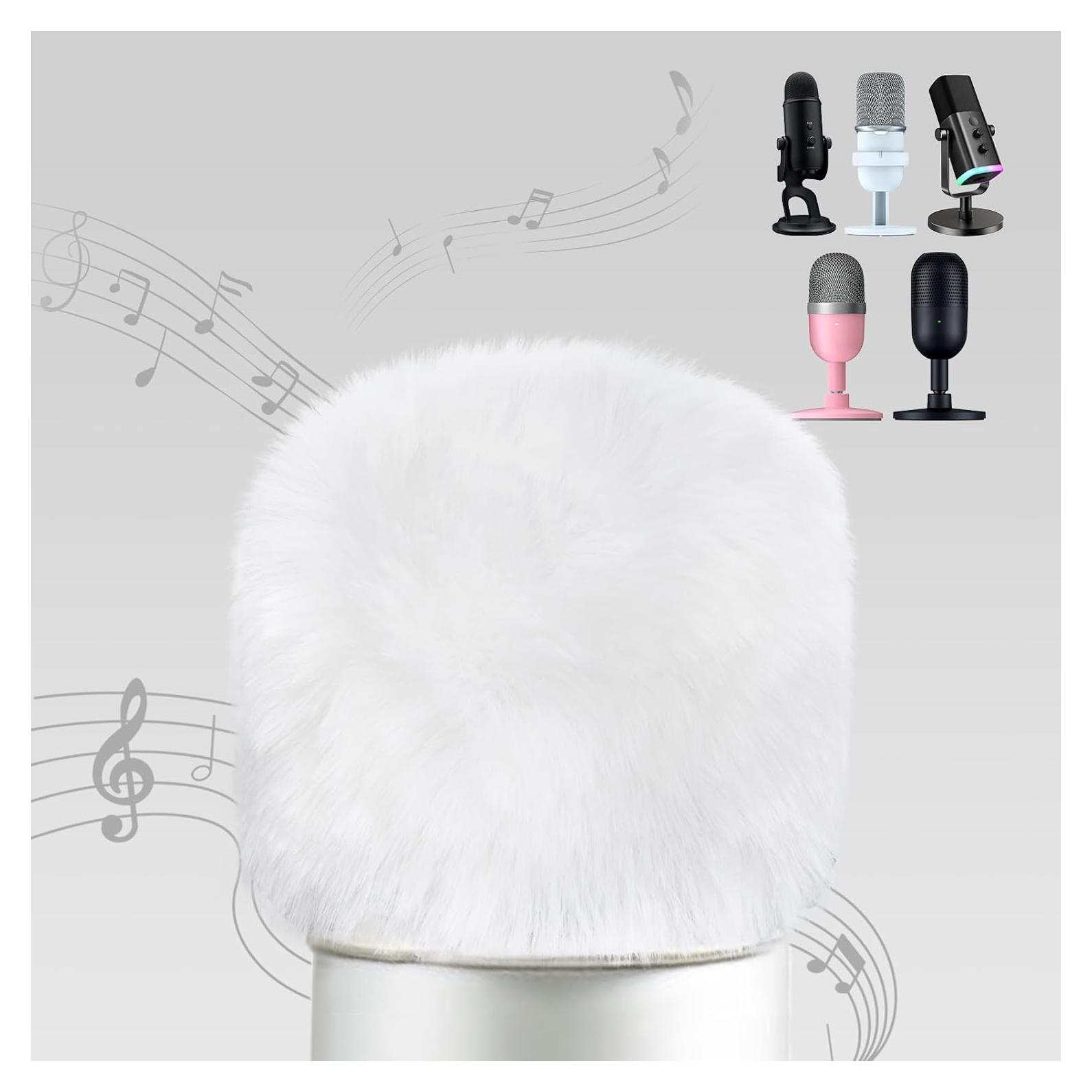 Filtro Pop Muff de Viento Peludo Blanco para Blue Yeti