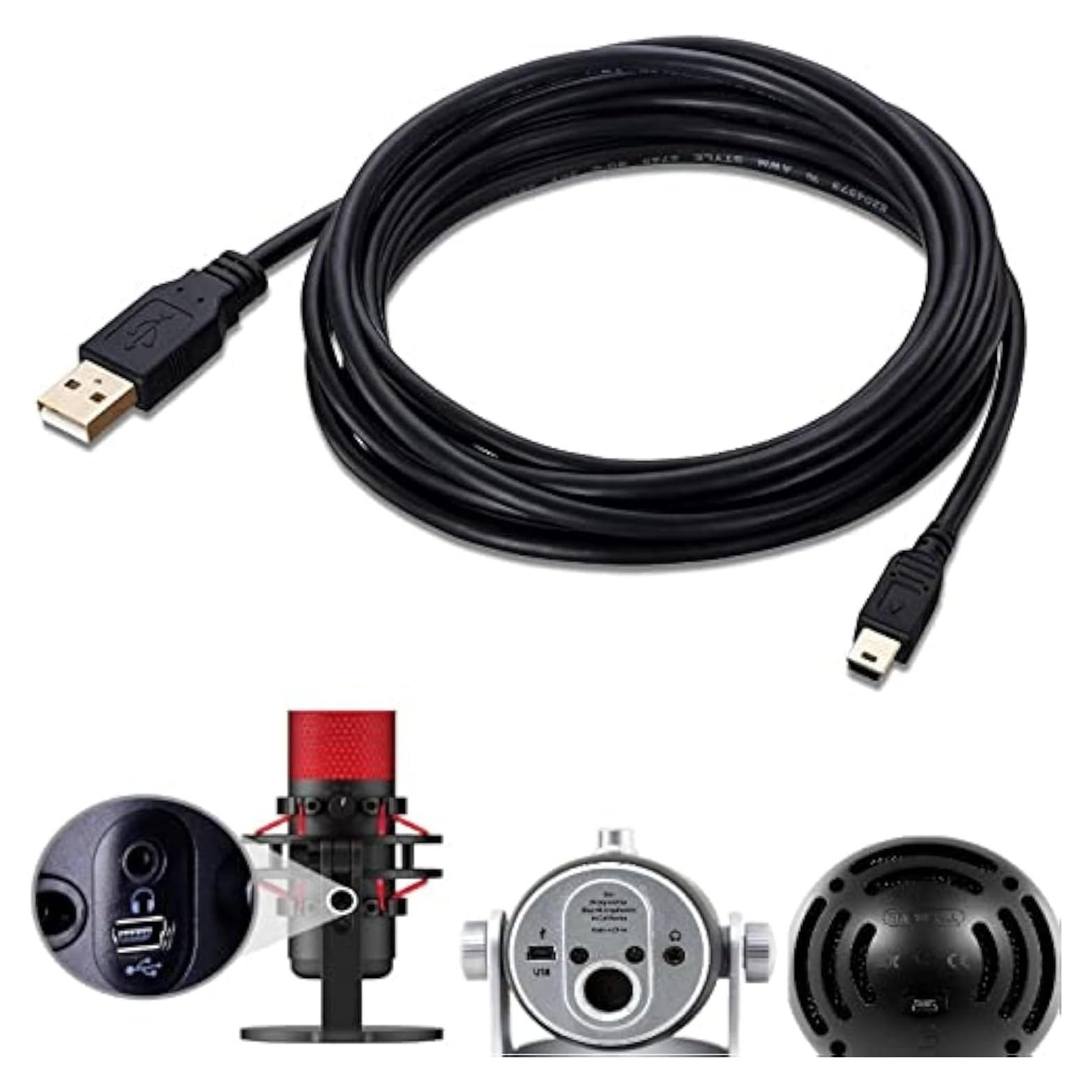 Cable USB 3m ienza para micrófonos HyperX Quadcast y Blue Yeti