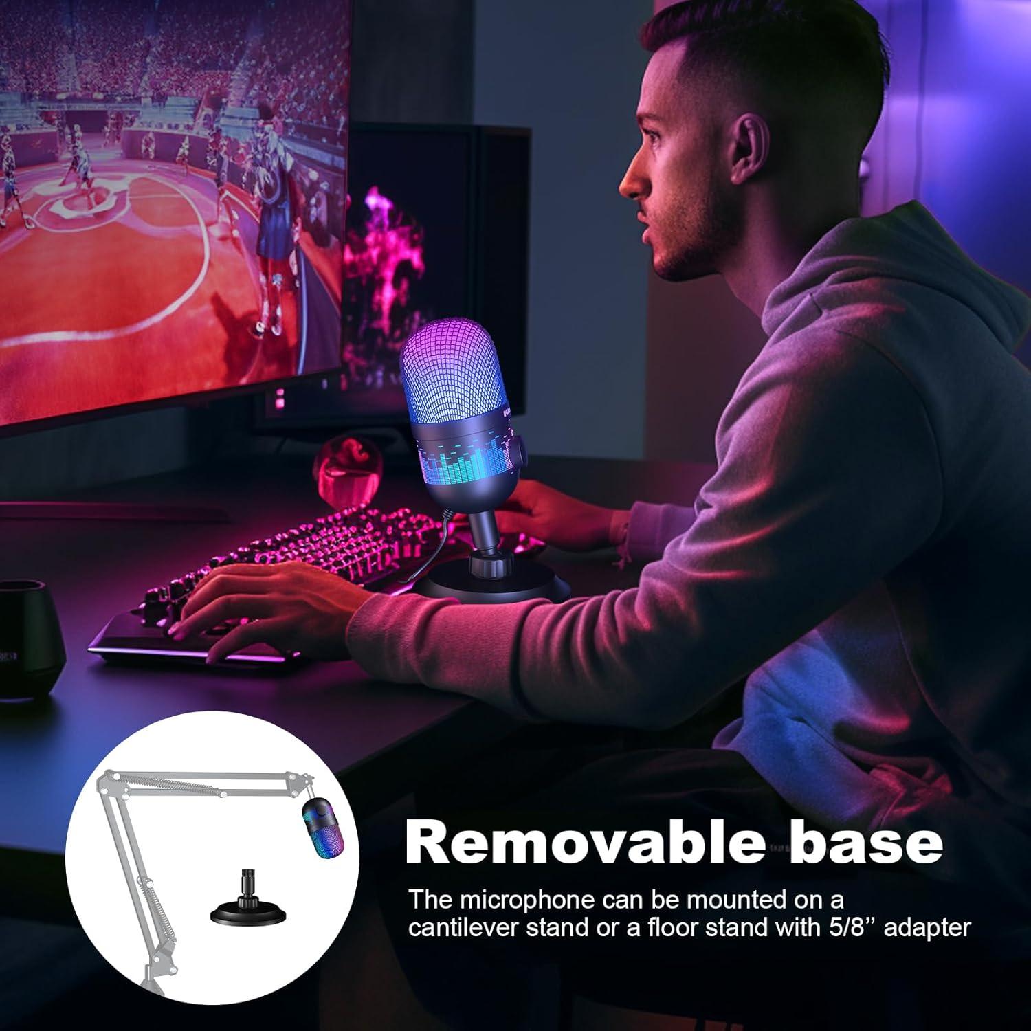 Micrófono USB Aokeo AK-1i Cardioide con RGB para PC y Consolas