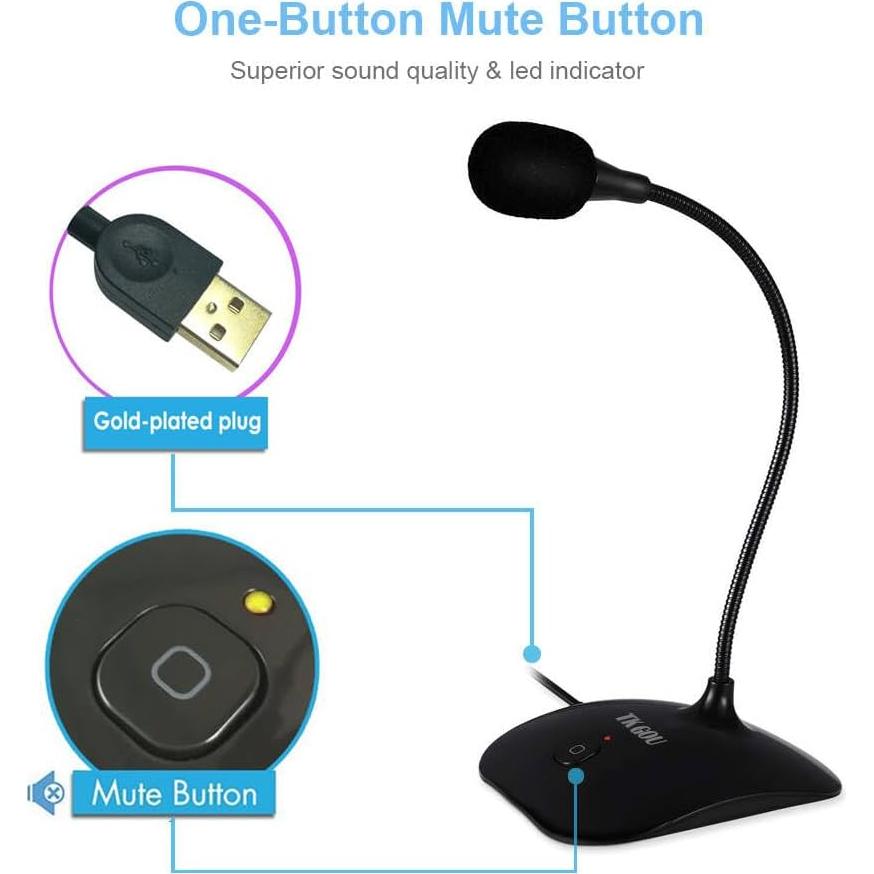Micrófono USB TKGOU UM6 con cuello de ganso y cancelación de ruido