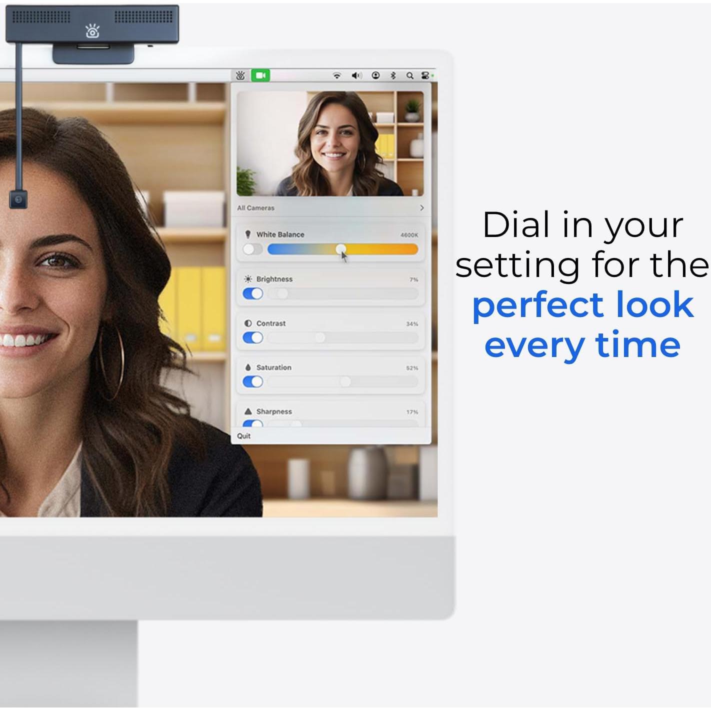 Webcam 4K iContact con Micrófono y Luz LED - USB-C