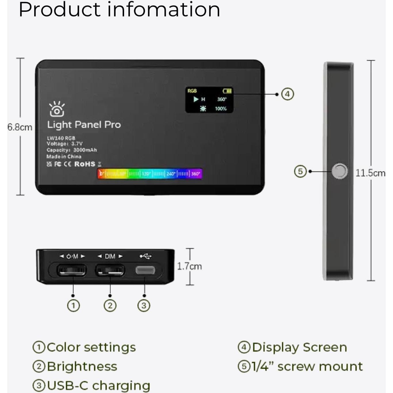 Webcam 4K iContact con Micrófono y Luz LED - USB-C