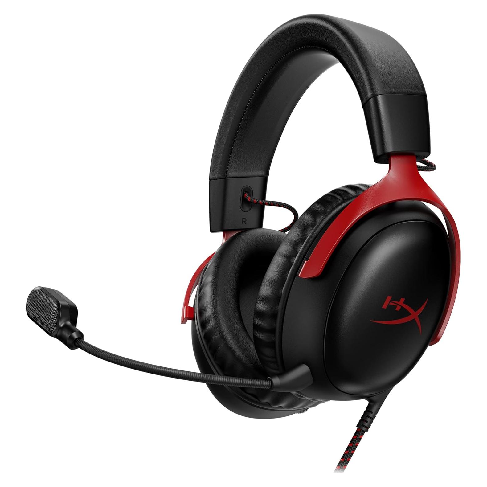 HyperX Cloud III 3.5mm Wired Gaming Headsets with Mic Noise Cancelling DTS Headphone:X Memory Foam 53mm Drivers​ Aluminum Frame for PC PS4 PS5 Xbox Nintendo Mac Mobile Gaming Headphones (Renewed)