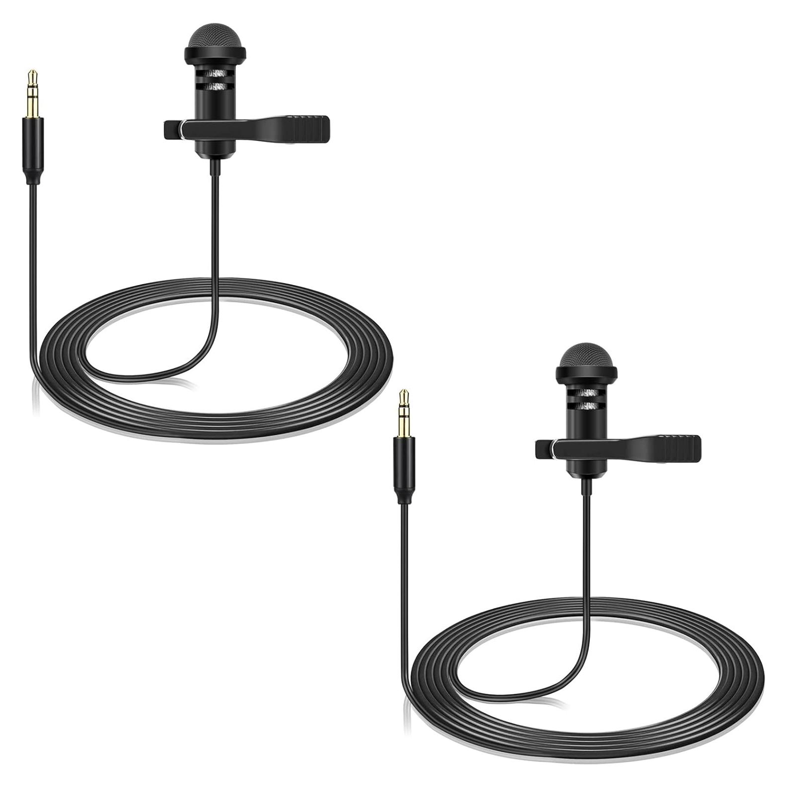 Paquete de 2 Micrófonos Lavalier Weishan 1.5m Omnidireccional