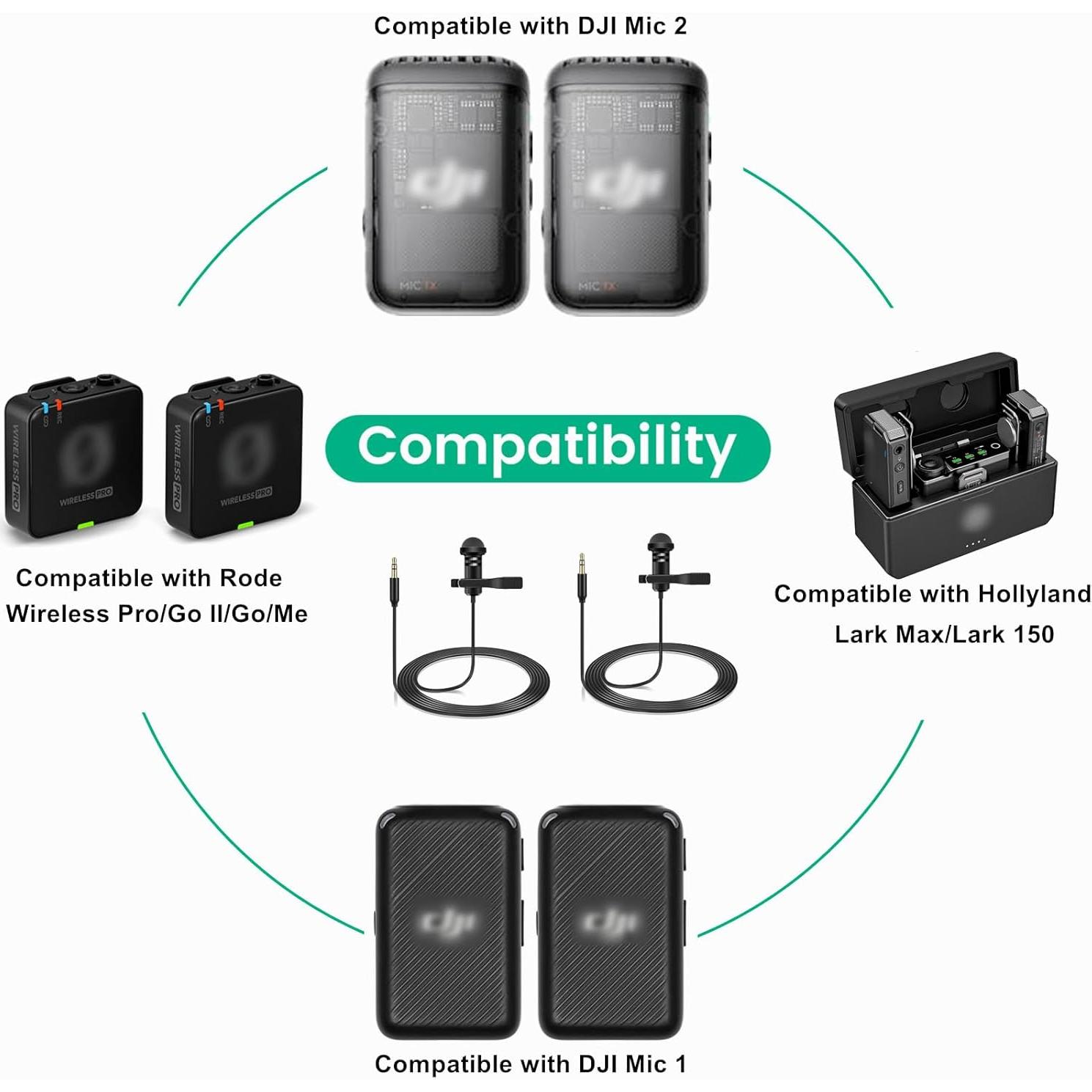 Paquete de 2 Micrófonos Lavalier Weishan 1.5m Omnidireccional