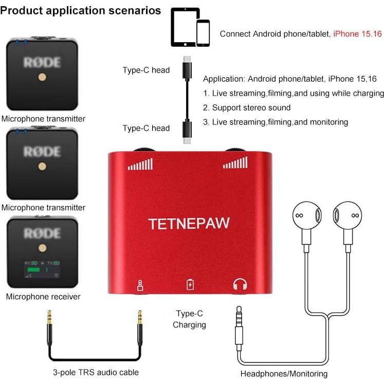 Micrófono Lavalier Inalámbrico TETNEPAW P3 Plus Rojo
