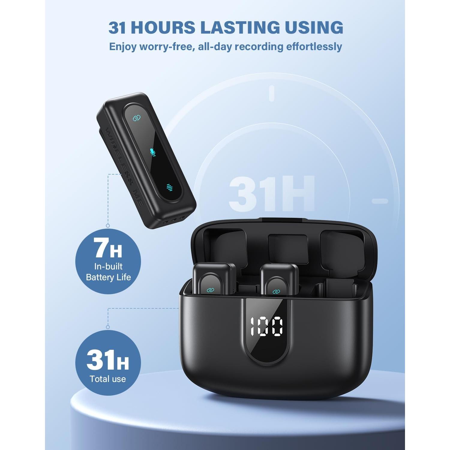 Micrófono Lavalier Inalámbrico WARM BOX USB-C 24H Batería