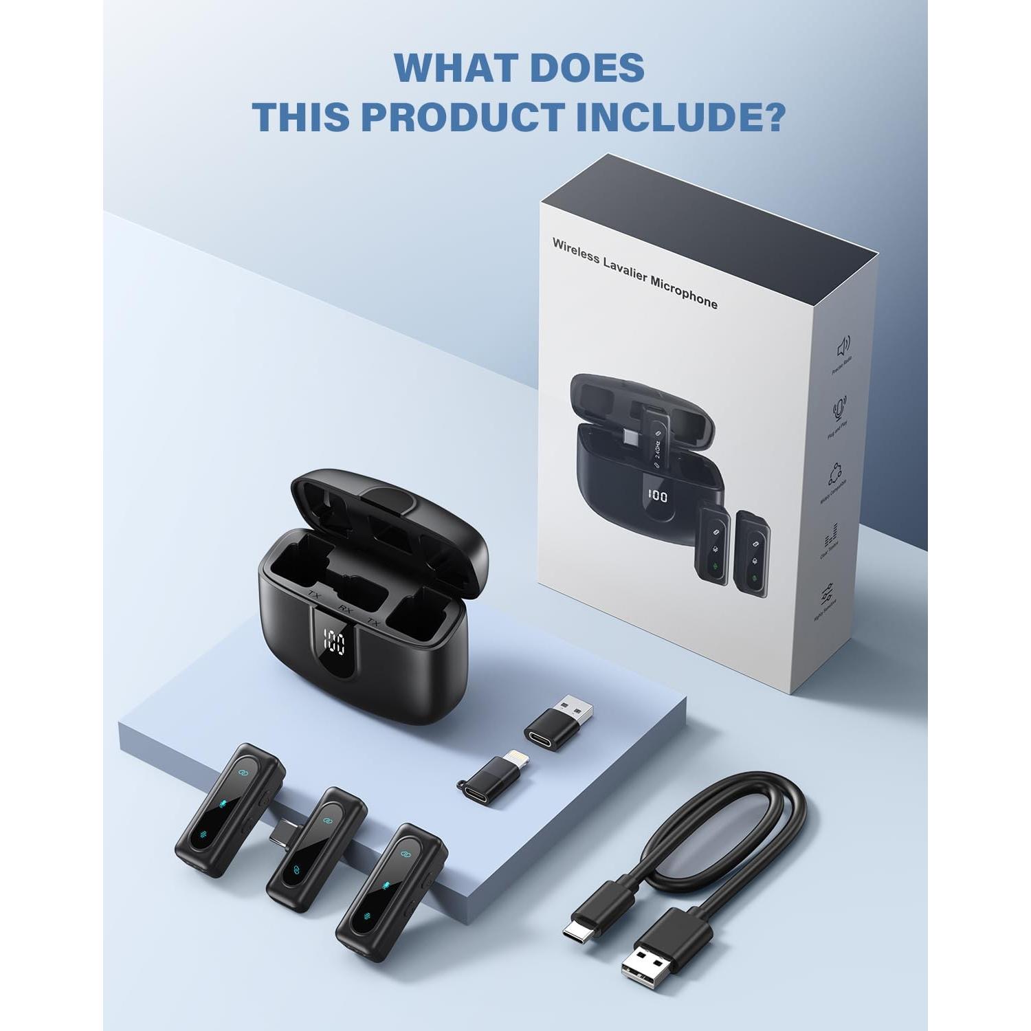 Micrófono Lavalier Inalámbrico WARM BOX USB-C 24H Batería