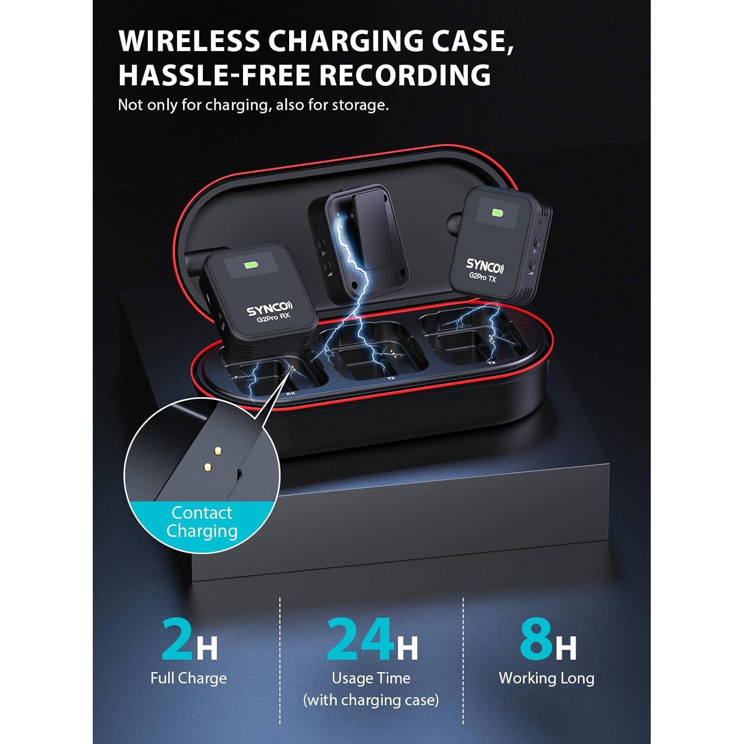 Micrófono Lavalier Inalámbrico SYNCO G2 Pro, Doble Canal 200m