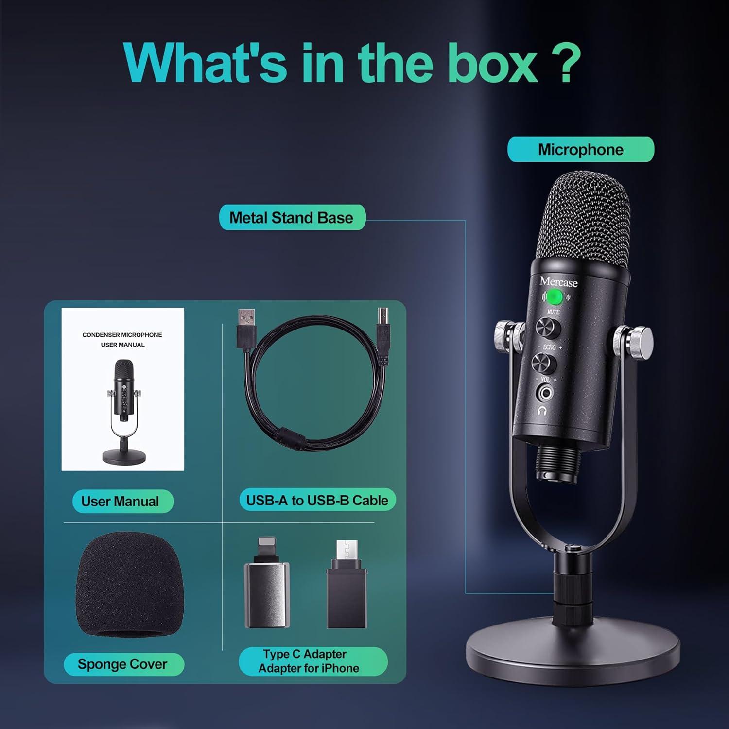 Micrófono de Condensador USB Mercase BM-86 para Podcasting