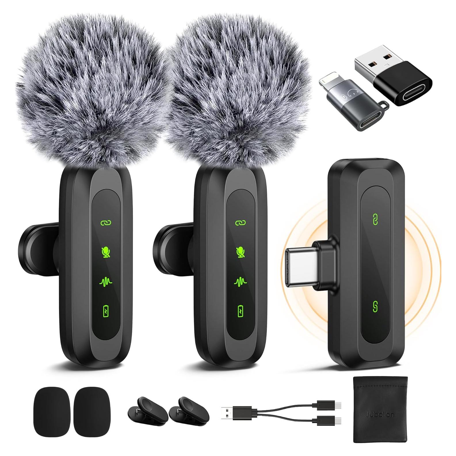 Micrófono Lavalier Inalámbrico Jubolion J3 - 30.48 m, Omnidireccional