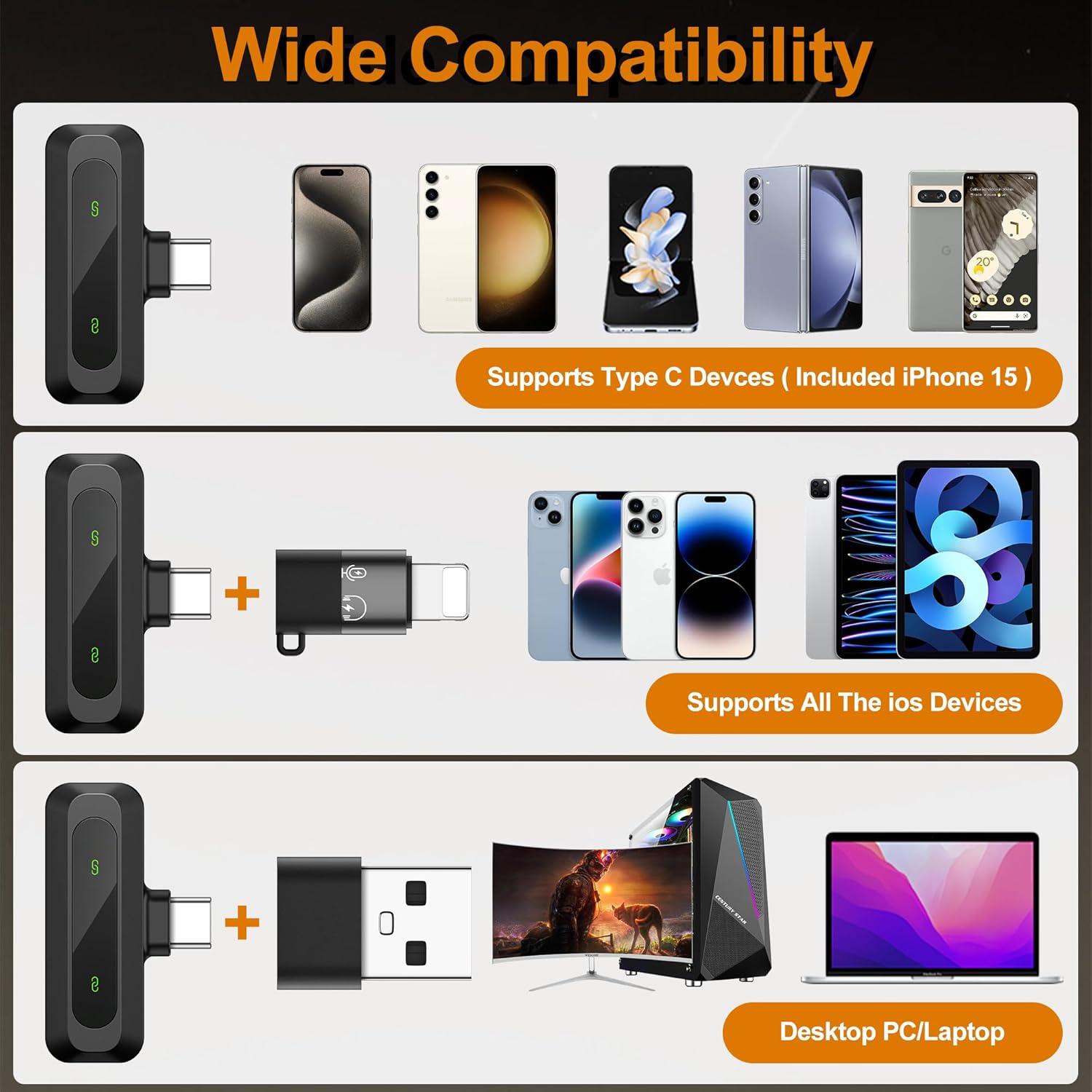 Micrófono Lavalier Inalámbrico Jubolion J3 - 30.48 m, Omnidireccional