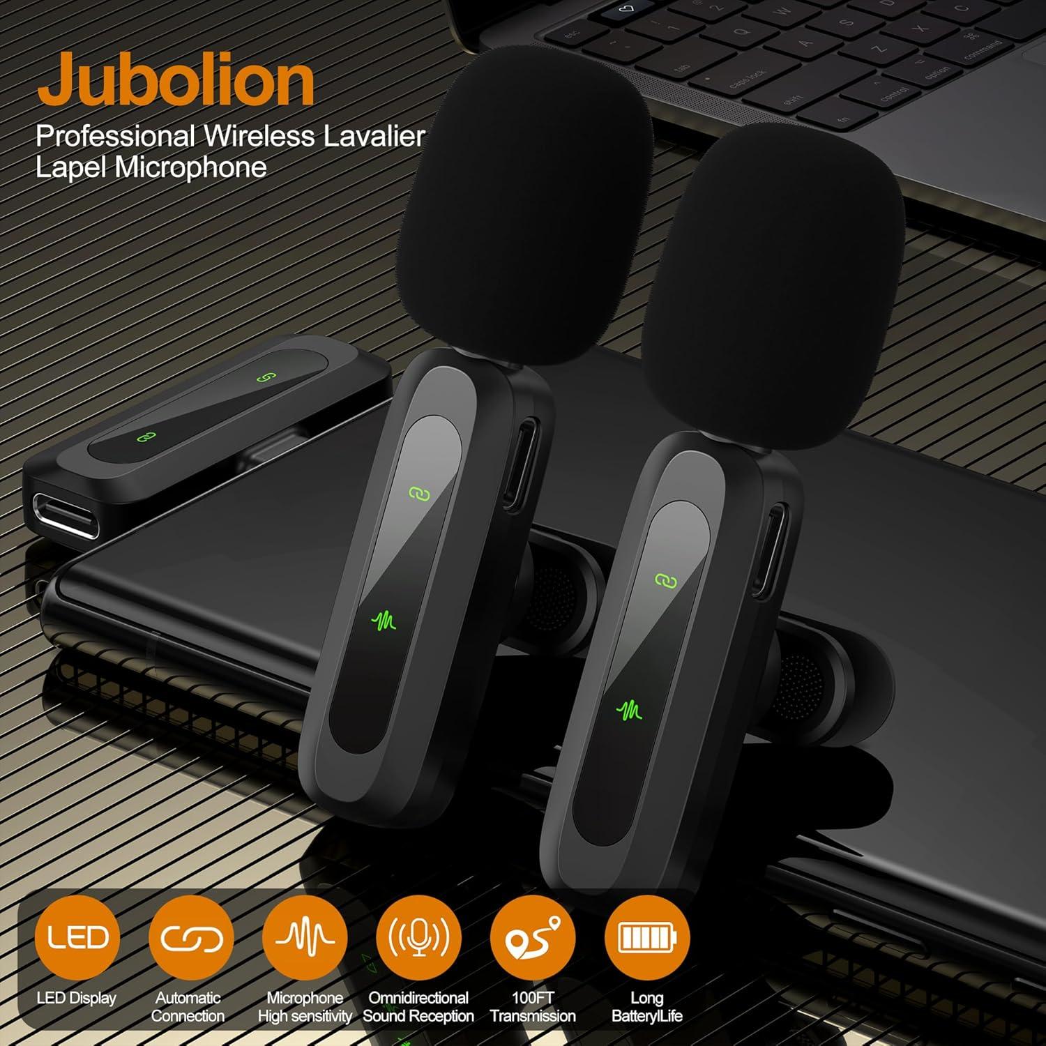 Micrófono Lavalier Inalámbrico Jubolion J3 - 30.48 m, Omnidireccional