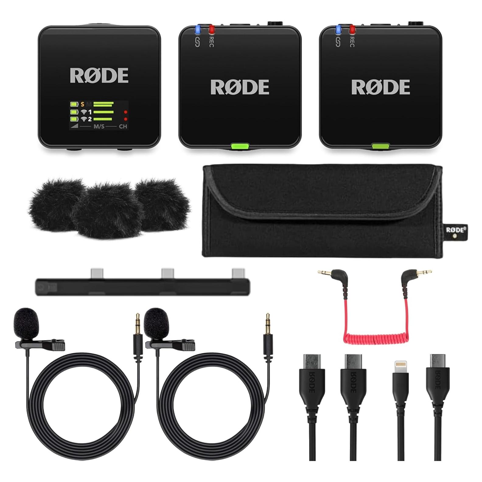 RØDE Wireless GO (Gen 3) Compact Wireless Mic - Pristine Audio, 32-bit Float Recording, Automatic Level Control, for Phones, Cameras and Computers Bundle with 2X Turnstile Audio Lavalier Microphone