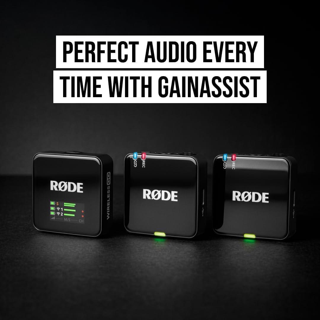 RØDE Wireless GO (Gen 3) Compact Wireless Mic - Pristine Audio, 32-bit Float Recording, Automatic Level Control, for Phones, Cameras and Computers Bundle with 2X Turnstile Audio Lavalier Microphone
