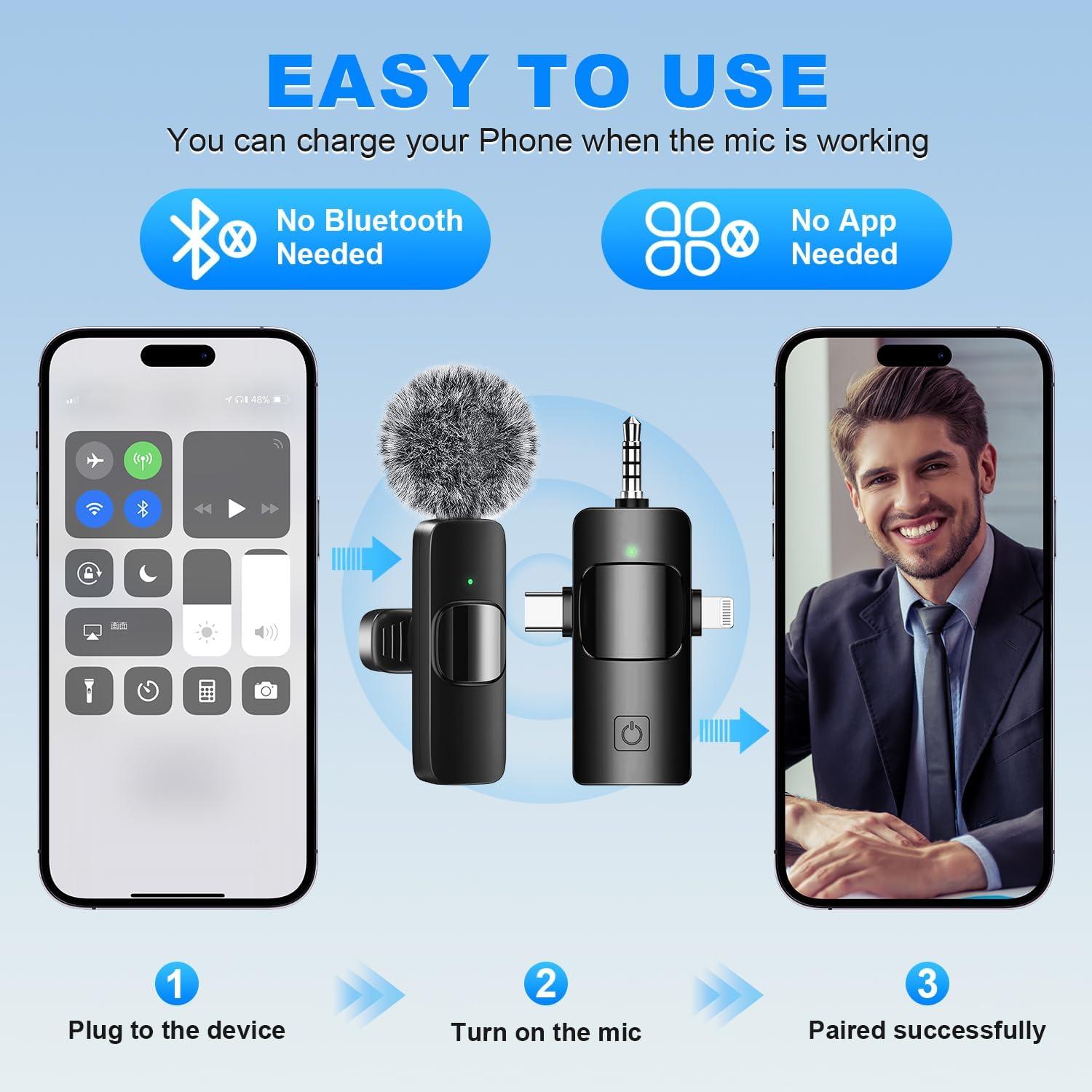 Micrófono Lavalier Inalámbrico Weton WT-Mic24 con Cancelación de Ruido