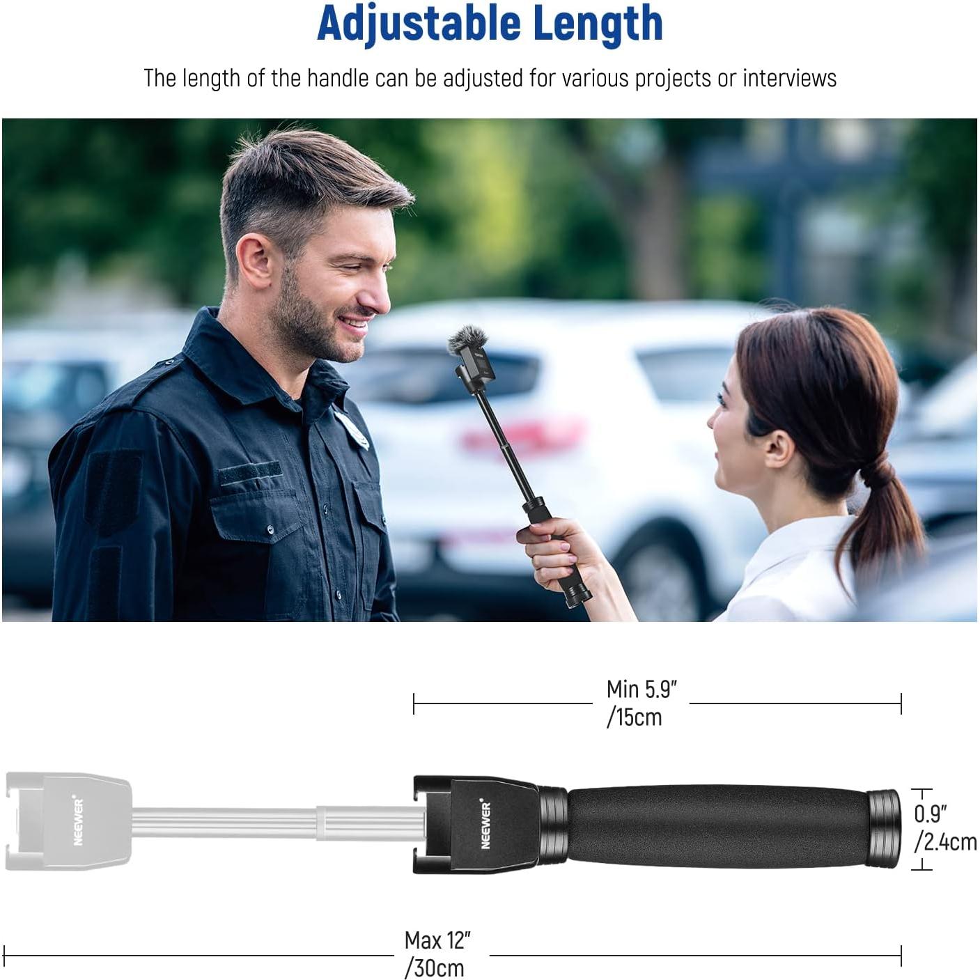 Mango de Micrófono Telescópico NEEWER MS004 30cm para Entrevistas