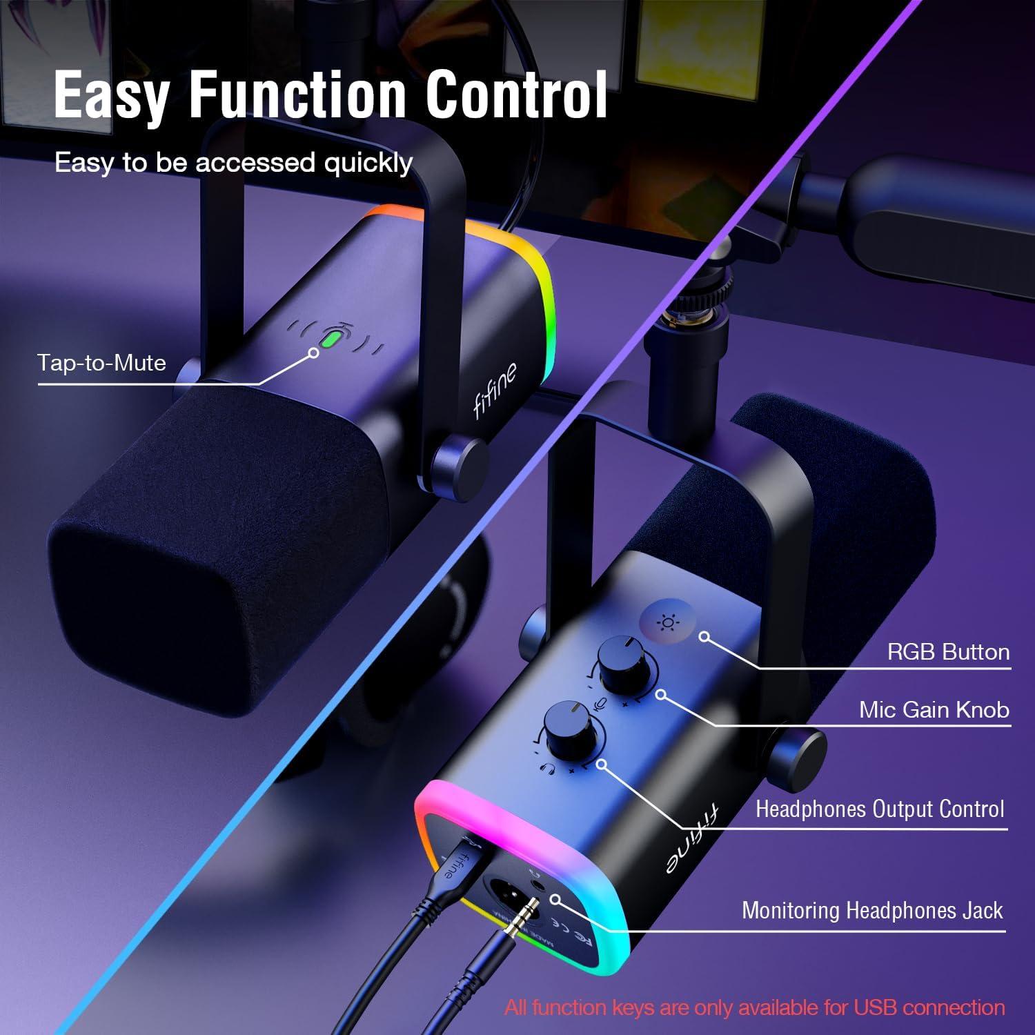 Micrófono Gaming FIFINE AM8+BM88 con Soporte de Brazo Ajustable