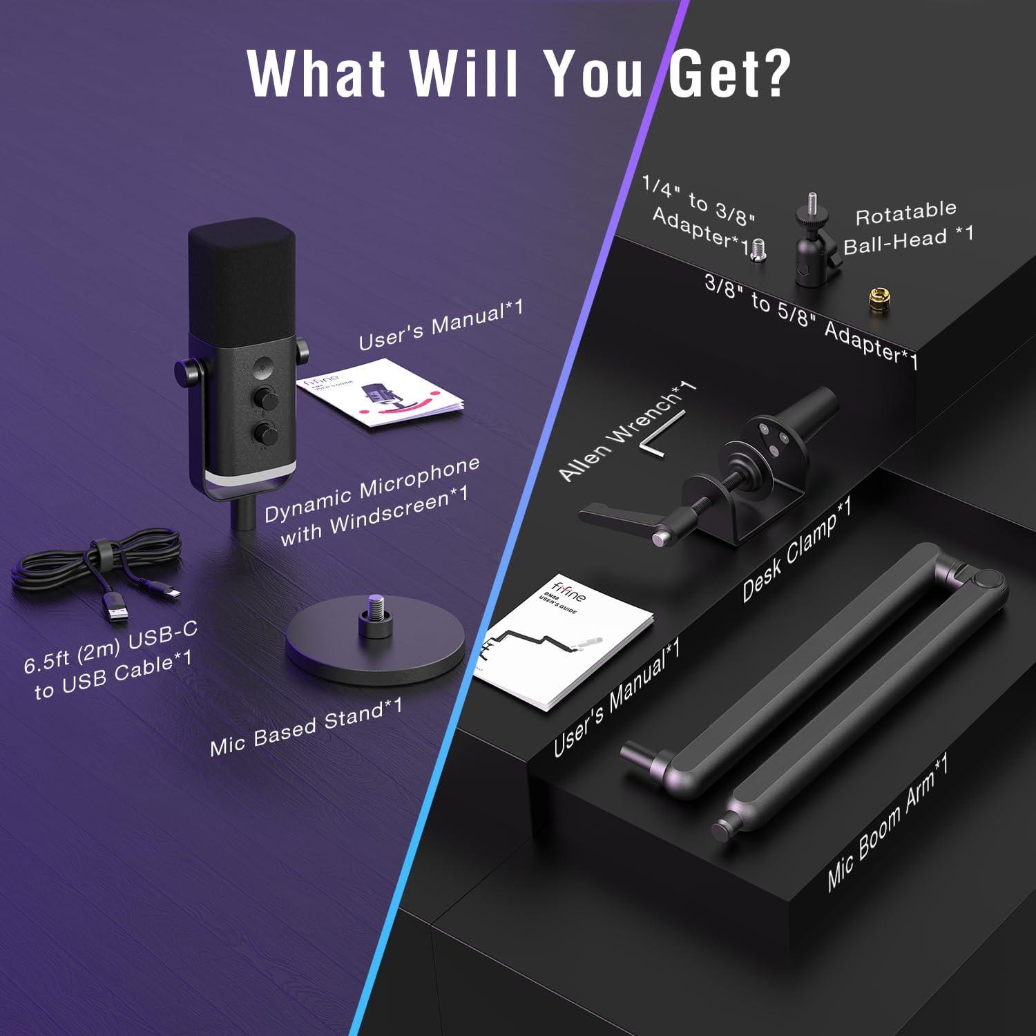 Micrófono Gaming FIFINE AM8+BM88 con Soporte de Brazo Ajustable