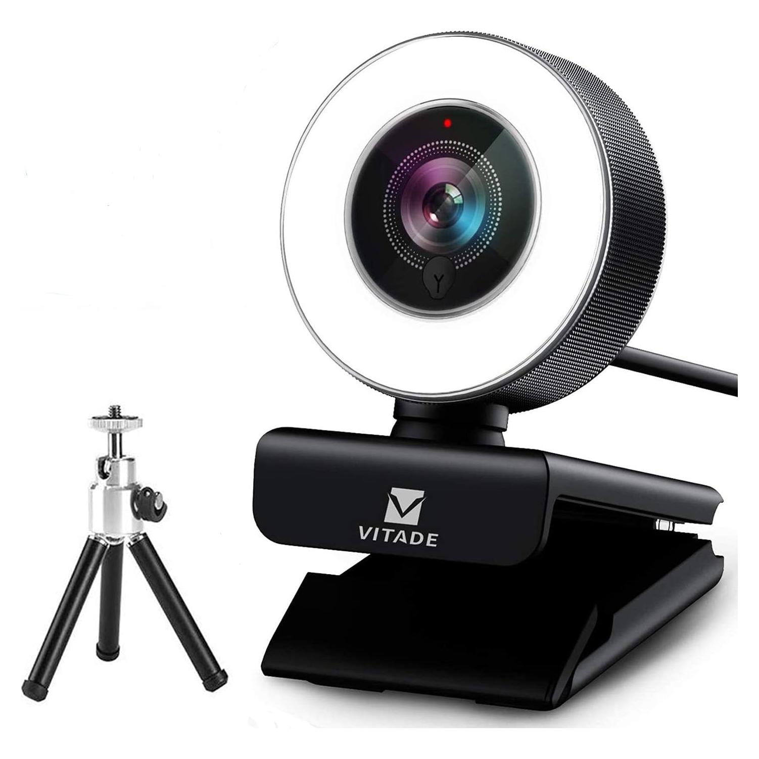 Cámara Web HD Vitade 960A 1080p con Luz de Anillo y Micrófono