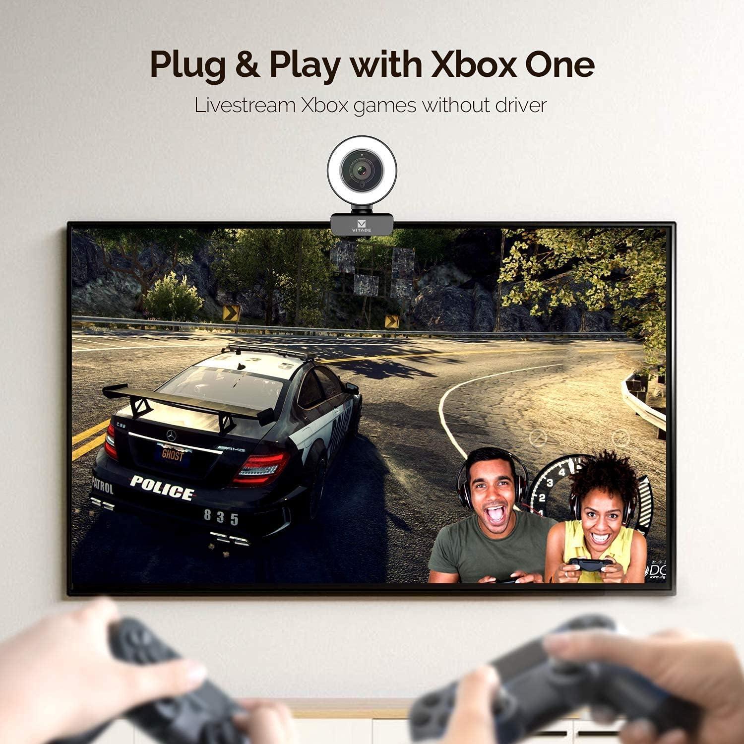 Cámara Web HD Vitade 960A 1080p con Luz de Anillo y Micrófono