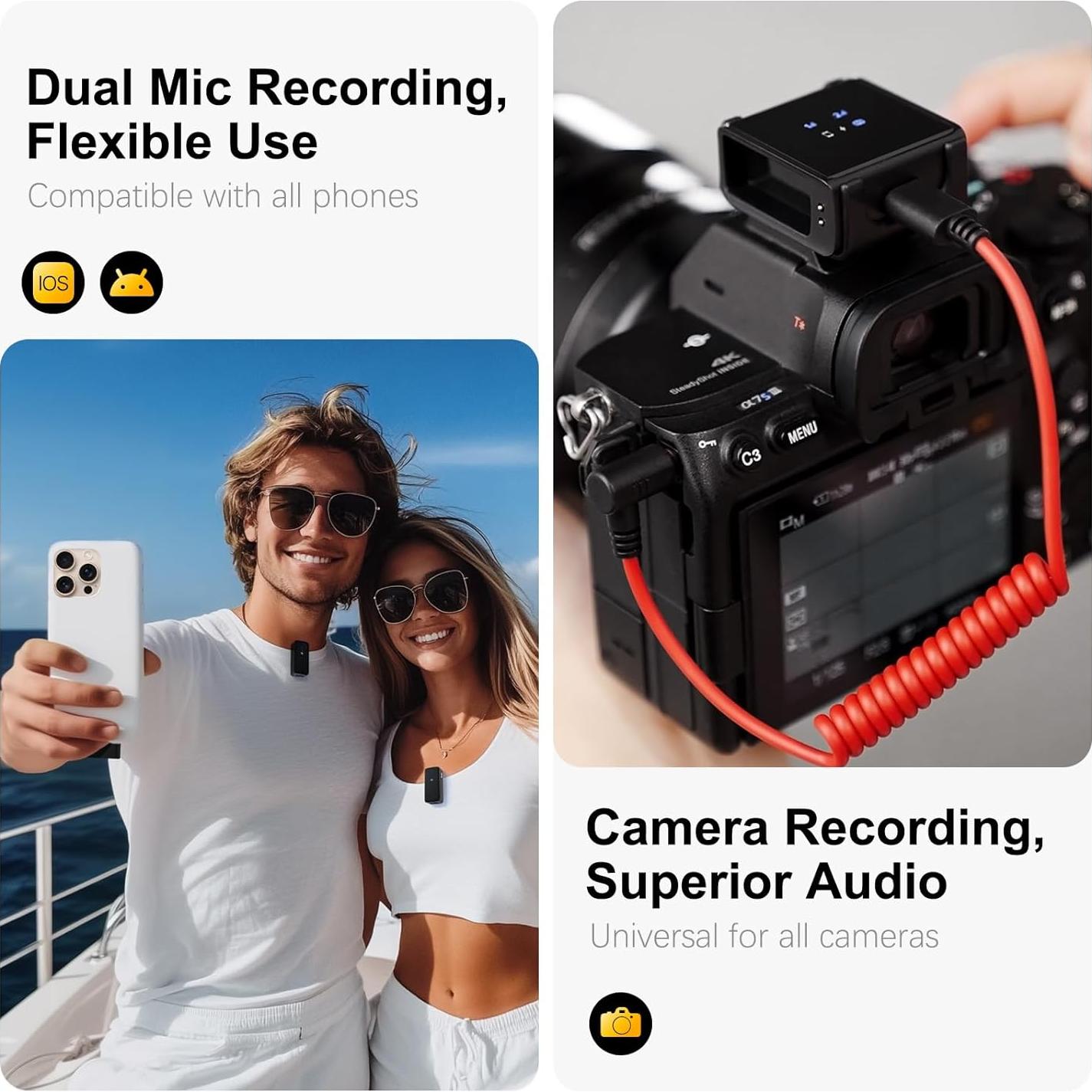 Micrófono Lavalier Inalámbrico Rythflo LM04 con Cancelación de Ruido