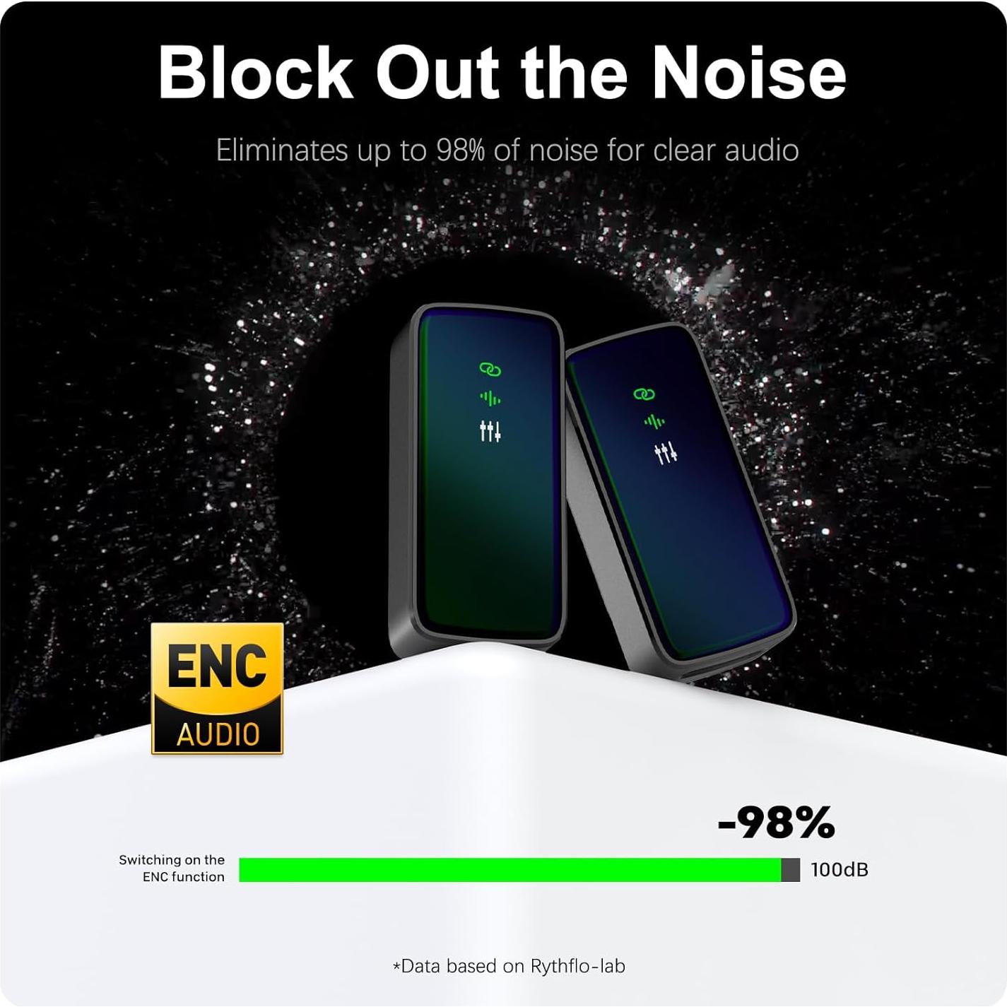 Micrófono Lavalier Inalámbrico Rythflo LM04 con Cancelación de Ruido