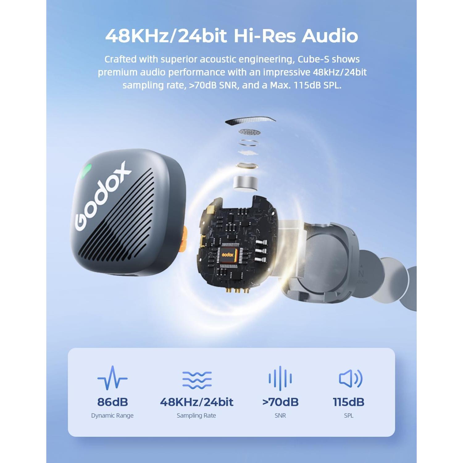 Micrófono Lavalier Inalámbrico GODOX Cube-SL Kit2 30H Batería