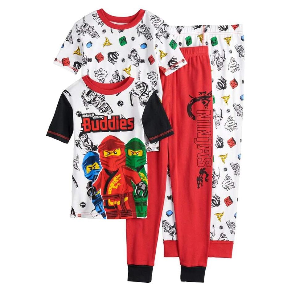 Conjunto de Pijamas LEGO Ninjago para Niños - 100% Algodón, 4 Piezas