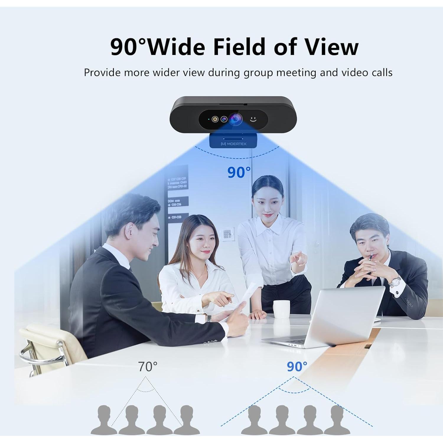 Cámara Web MOERTEK 1080P con Micrófono y Cubierta de Privacidad