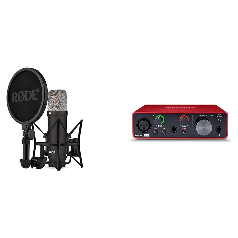 Micrófono de condensador RØDE NT1 + Interfaz USB Focusrite Scarlett Solo