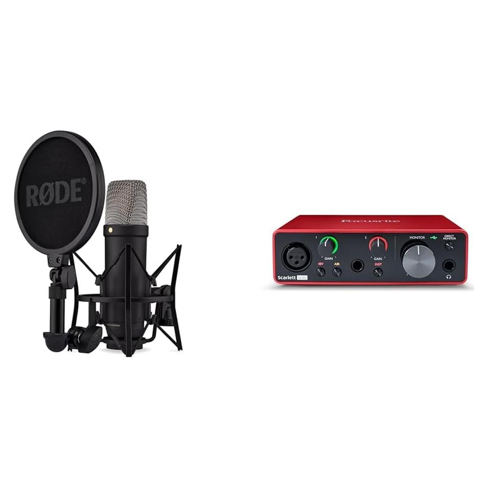 Micrófono de condensador RØDE NT1 5ta Gen + Interfaz Focusrite Scarlett Solo